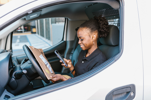 a delivery driver with a package